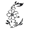 Sticker 03X 15 flower 1797 - Graphic design featuring a black flower with leaves.