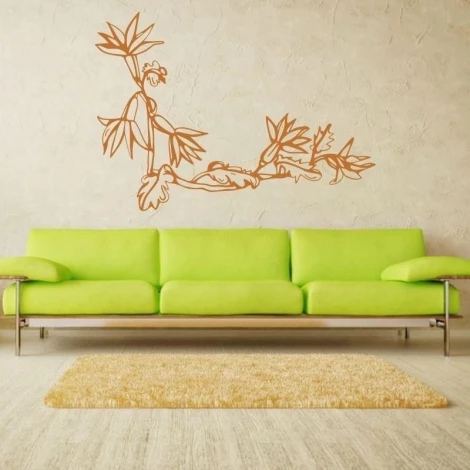 Sticker 03X 17 plant 1770 - Living room setup with light walls, green sofa, and light flooring.