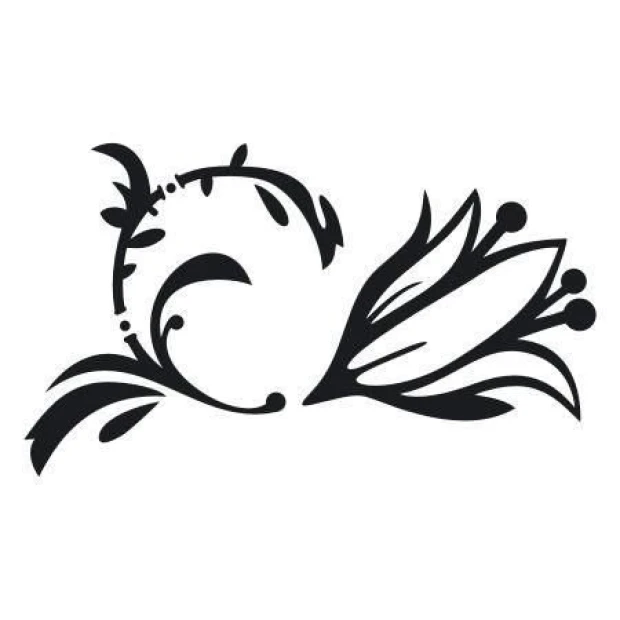 Sticker 03X 21 flower 1791 - Graphic design featuring a stylized flower with leaves and buds.