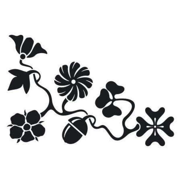 Sticker 03X 23 floral ornament 1779 - Graphic design featuring plant motifs with flowers and leaves.