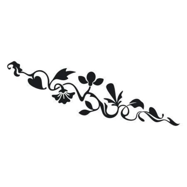 Sticker 03X 25 plant ornament 1784 - Graphic design featuring a black floral ornament with flowers and leaves.