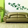 Sticker 03X 25 floral design 1785 - Living room arrangement with green walls and brown furniture.