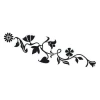Sticker 03X 25 floral design 1785 - Graphic features black flowers and leaves on a white background.