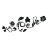 Sticker 03X 25 floral design 1788 - Black flowers and leaves on a white background with flowing lines.