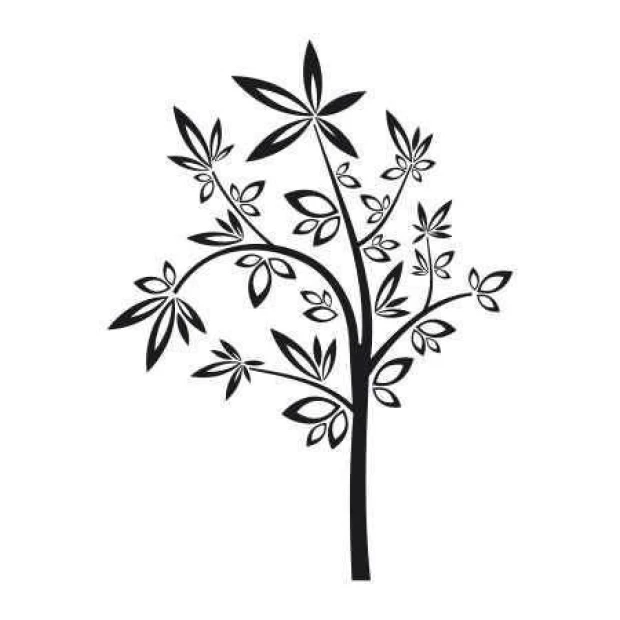Sticker 03X 08 tree 1810 - Graphic design featuring a black tree with branches and leaves.