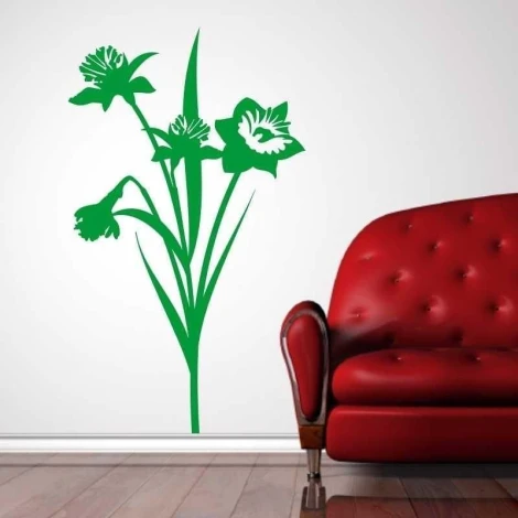 Sticker 03X 09 flower 1805 - Living room arrangement. Light-colored wall, classic red sofa.
