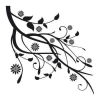 Sticker 03X 16 branch 1818 - Graphic design. Black branches with leaves and flowers on a white background.