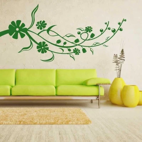 Sticker 03X 24 branch 1807 - Living room arrangement. Light-colored walls, green sofa, neutral shade rug.