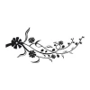 Sticker 03X 24 branch 1807 - Graphic design. Black branch with flowers and leaves in flowing shapes.
