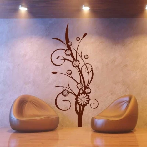 Painting template 03X 01 flower 1813 - Living room arrangement with warm-toned walls and rounded furniture.