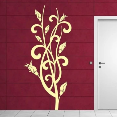 Painting template 03X 01 flowers 1814 - Graphic design featuring twisting branches with buds and leaves.