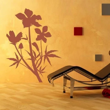 Painting template 03X 08 flower 1809 - Living room arrangement. Warm-toned wall, modern style furniture.
