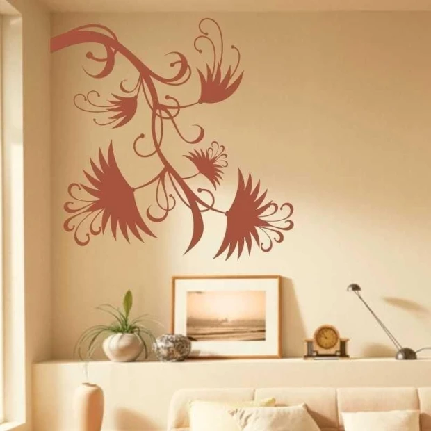 Painting template 03X 16 flower 1804 - Living room arrangement with light walls, minimalist furniture, and natural light.
