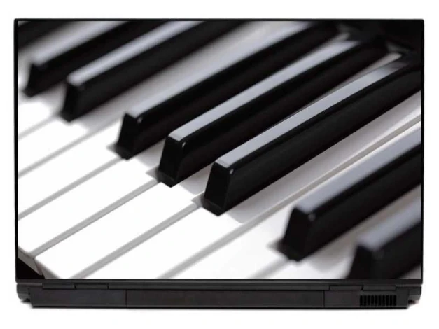 Piano laptop sticker 0044 - Graphic design featuring piano keys in black and white.