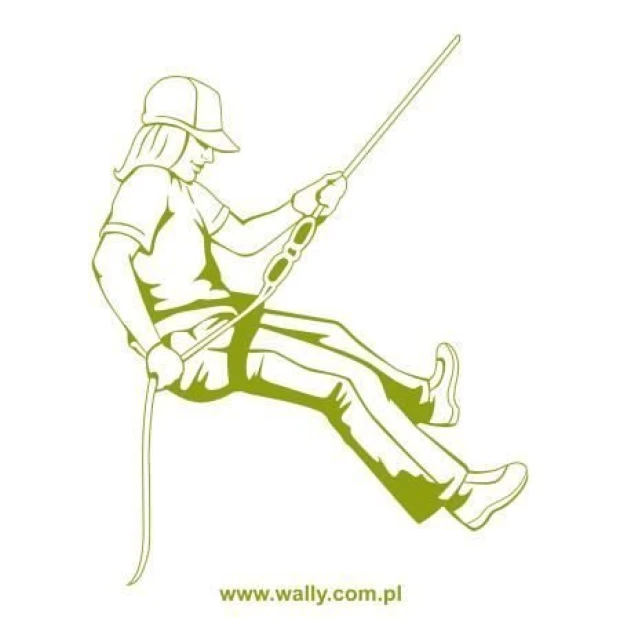 Climber painting template 1165 - Graphic design featuring a climber descending on a rope with clear outlines.