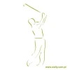 Golfing stencil 1168 - Graphic design featuring a golfer in motion with a club, outlined in simple lines.