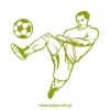Soccer player painting template 1156 - Graphic design featuring an action pose of a player kicking a ball with dynamic lines.
