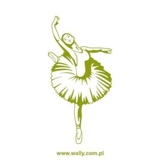 Dancer stencil 1174 - Graphic design featuring a ballerina in a tutu with one arm raised and one leg lifted.