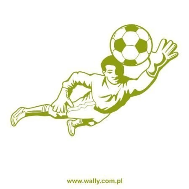 Goalkeeper painting template 1163 - Graphic design featuring an action goalkeeper with a ball, dynamic lines and shapes.