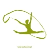 Gymnastics template 1161 - Graphic design featuring a gymnast in a dynamic jump with a ribbon.