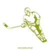 Hockey player stencil 1169 - Graphic design of a moving hockey player holding a stick on a white background.