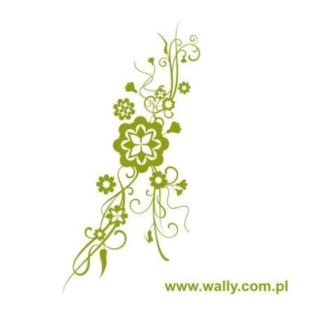 Floral painting template 1191 - A design featuring flowers and winding lines.