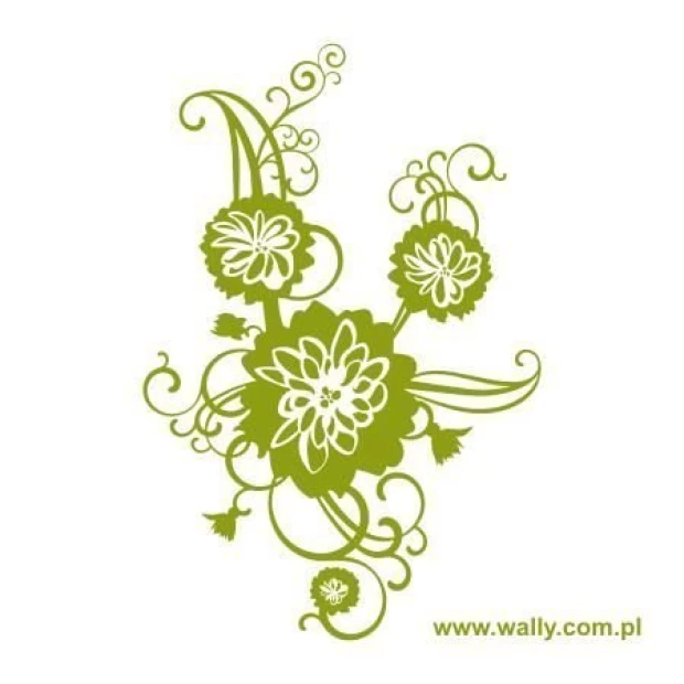 Floral painting template 1193 - Graphic design featuring flowers and swirling lines.