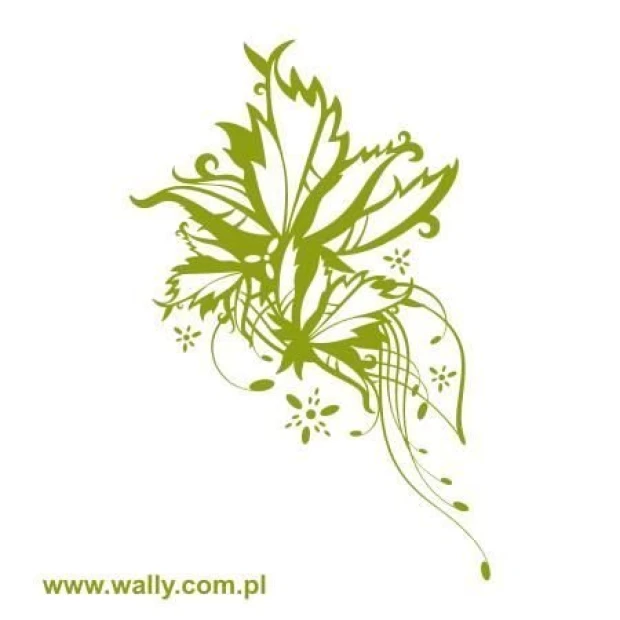 Floral painting template 1199 - Graphic design featuring leaf and flower shapes with delicate lines and spirals.