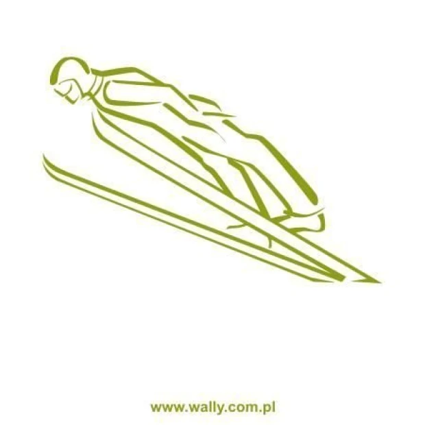 Ski jumper stencil 1159 - Graphic design featuring a ski jumper in a dynamic skiing position.