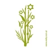 Bamboo painting template 1221 - Graphic design featuring tall stems, leaves, and six-petal flowers.