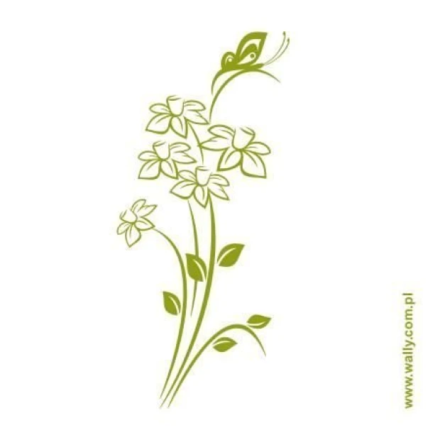 Floral butterfly painting template 1236 - A design featuring flowers, leaves, and a butterfly in delicate shapes.