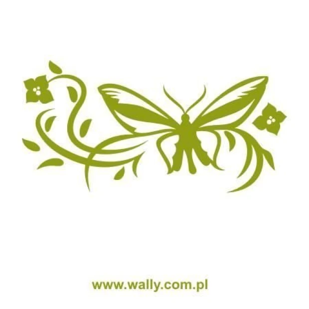 Butterfly painting template 1247 - Graphic design featuring a butterfly with open wings surrounded by branches and flowers.