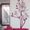 Tree painting template 1218 - Modern living room setup with light-colored walls and pink furniture.