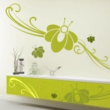 Floral painting template 1196 - Living room setup with light walls and minimalist furniture.