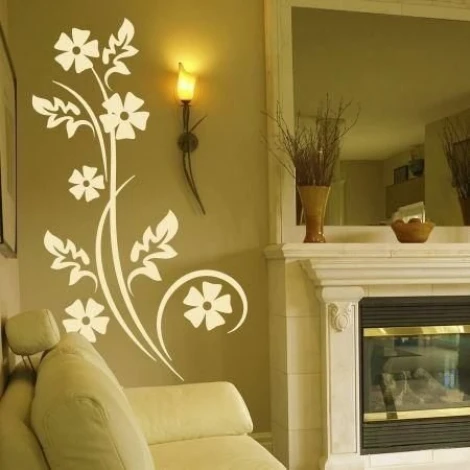 Floral painting template 1224 - Living room setup with light-colored walls and neutral-toned furniture.
