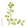 Floral painting template 1228 - A graphic design featuring branches with flowers and leaves in a dynamic arrangement.