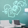 Leaf painting stencil 1226 - Living room setup with blue walls and light-colored furniture.