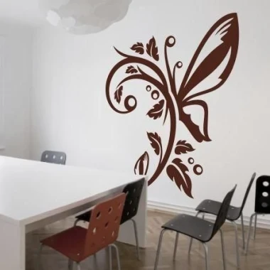 Butterfly painting stencil 1231 - Dining room setup with light walls, large table, and colorful chairs.