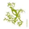 Quail flower painting template 1232 - Graphic design featuring a bird surrounded by twisting branches and flowers.
