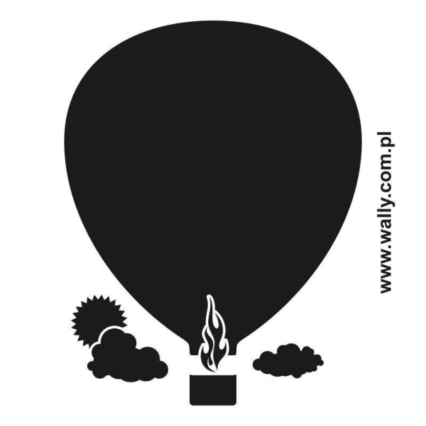 Chalk sticker 002 balloon - Graphic design. Balloon shaped like a large ellipse with fire and clouds.