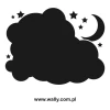 Chalk sticker 005 cloud moon - Black cloud design with moon and stars.