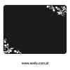 Chalk sticker 006 flowers - Graphic design. Black background with delicate white flowers and leaves in the corners.