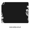 Chalk sticker 011 with flowers and butterfly - Graphic design. White butterfly and flowers on a black background.