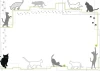Dry-erase board 001 cats - Graphic design featuring silhouettes of cats in various poses and paw prints.