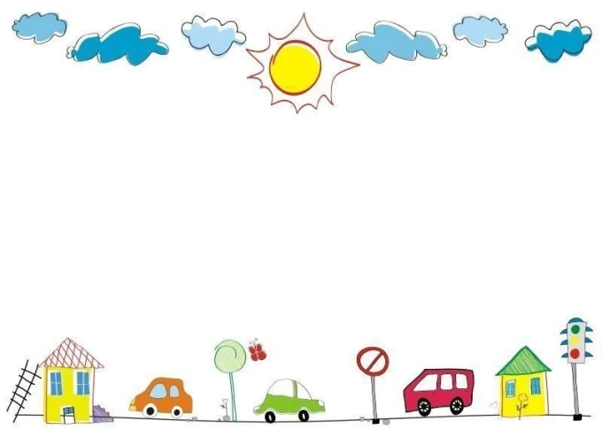 Whiteboard 003 - Graphic design featuring colorful drawings of houses, cars, trees, and the sun on a white background.