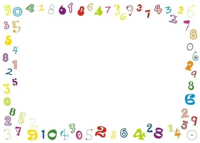 Dry-erase board with colorful numbers in various shapes on a white background.