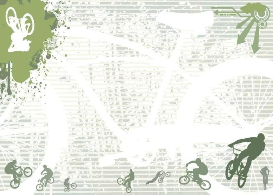 Dry-erase board 010 - Graphic design featuring a bicycle in bright colors with silhouettes of cyclists.