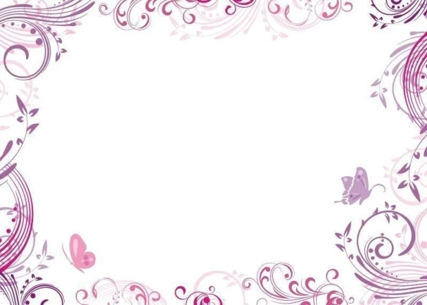 Dry-erase board 015 - Graphic design with pink and purple floral patterns and butterflies in the corners.