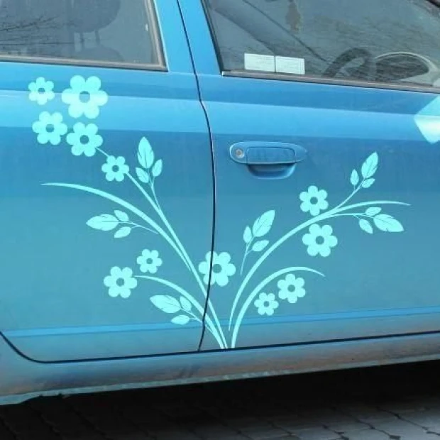 Floral painting template 1228 - Graphic design featuring branches and flowers in various shapes.