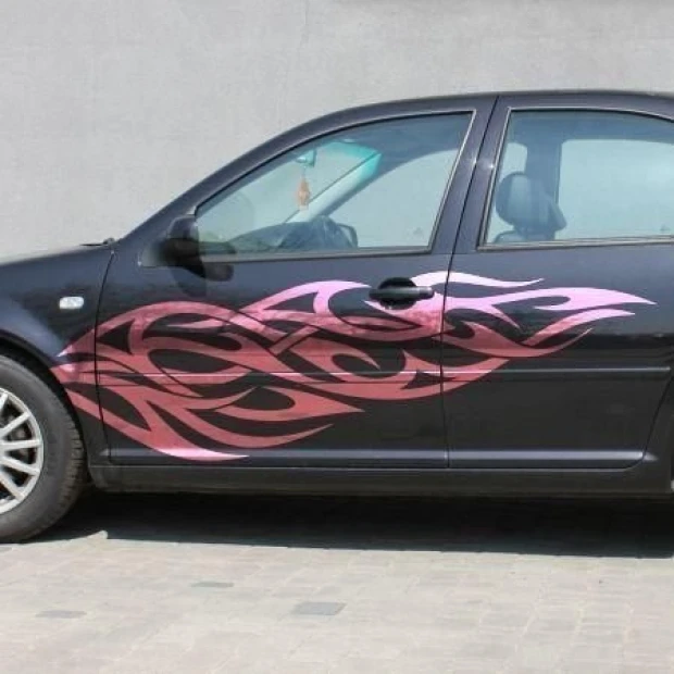 Dynamic painting template Flames 05 in vibrant shades of pink, perfect for modern decor.